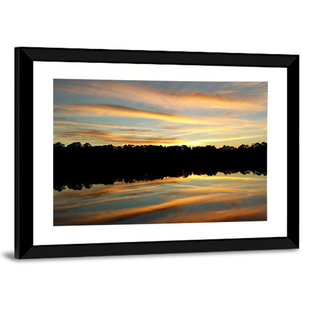Lake Charles Golden Sunset Wall Art