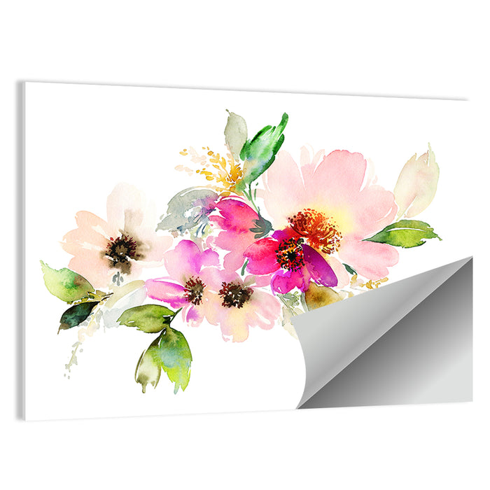 Delicate Pink Floral Watercolor Wall Art as a poster print