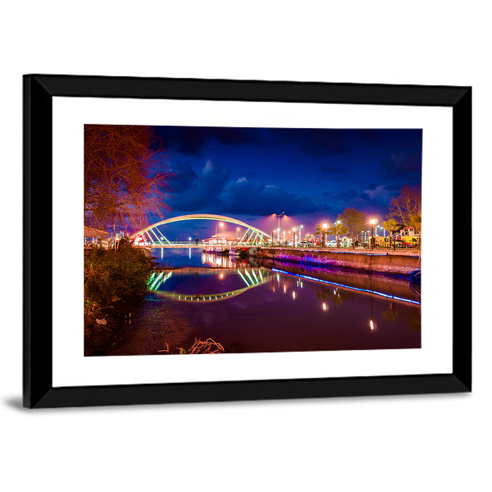 Lovers Bridge Nightscape Wall Art as a framed print