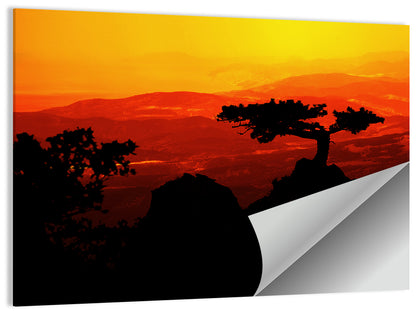 Gnarled Tree at African Sunset Wall Art
