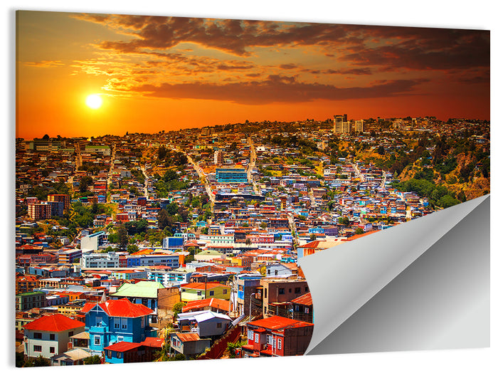 Valparaíso Hills Sunset Wall Art as a poster print