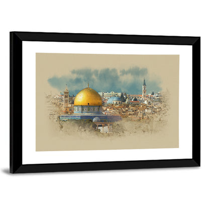 Dome of the Rock Watercolor Study Wall Art