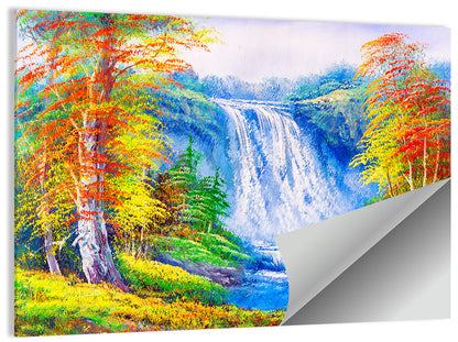 Autumn Waterfall Oil Painting Wall Art