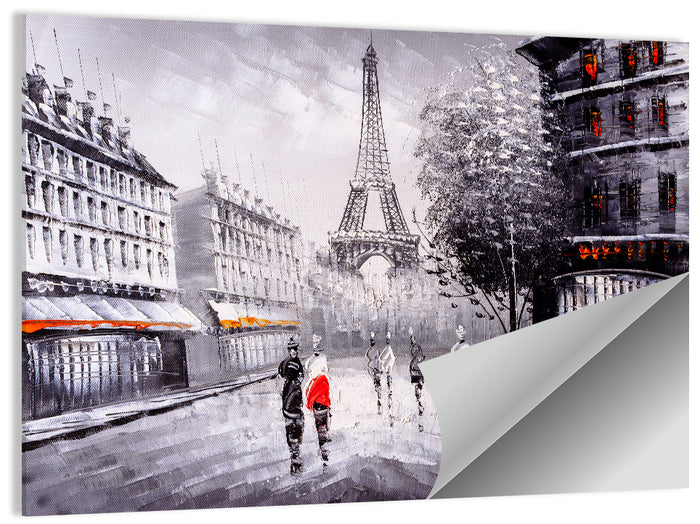 Paris Street with Eiffel Tower Wall Art as a poster print