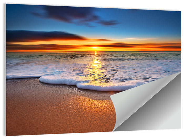 Sun Flare Beach Sunrise Wall Art as a poster print