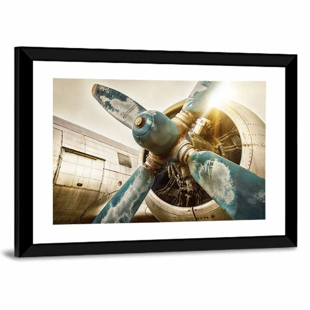 Vintage Airplane Propeller Close-up Wall Art