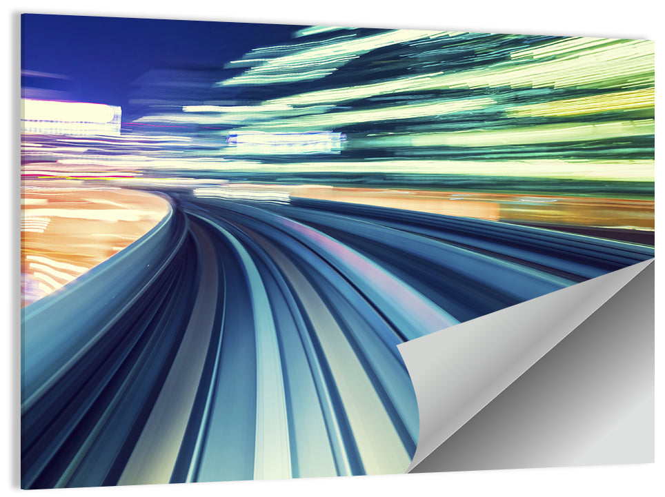 Curved Monorail Light Trails Wall Art
