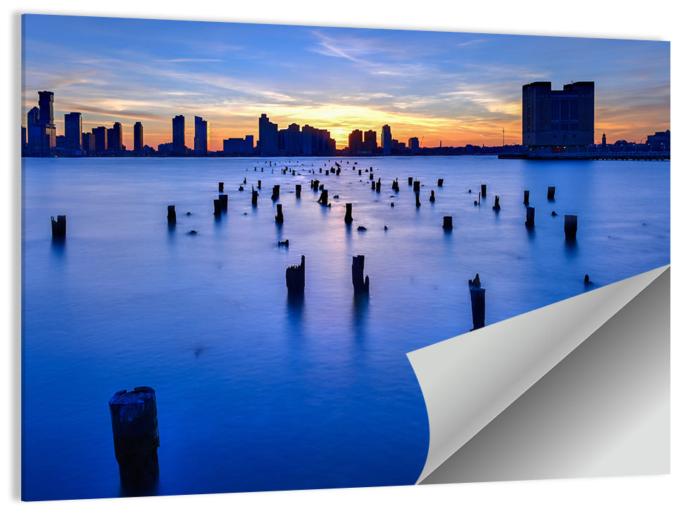 Jersey City Skyline at Dusk Wall Art