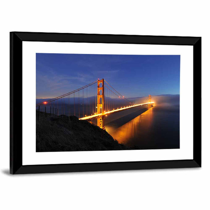 Golden Gate Bridge at Night Wall Art as a framed print