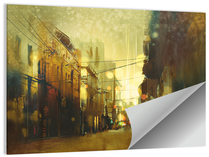 Golden Hour Urban Street Wall Art as a poster print