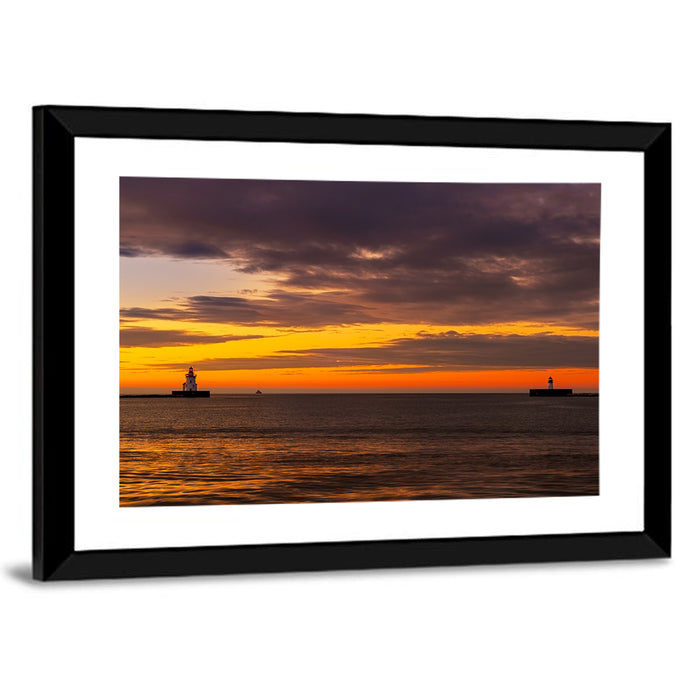 Lake Erie Twin Beacons Wall Art as a framed print