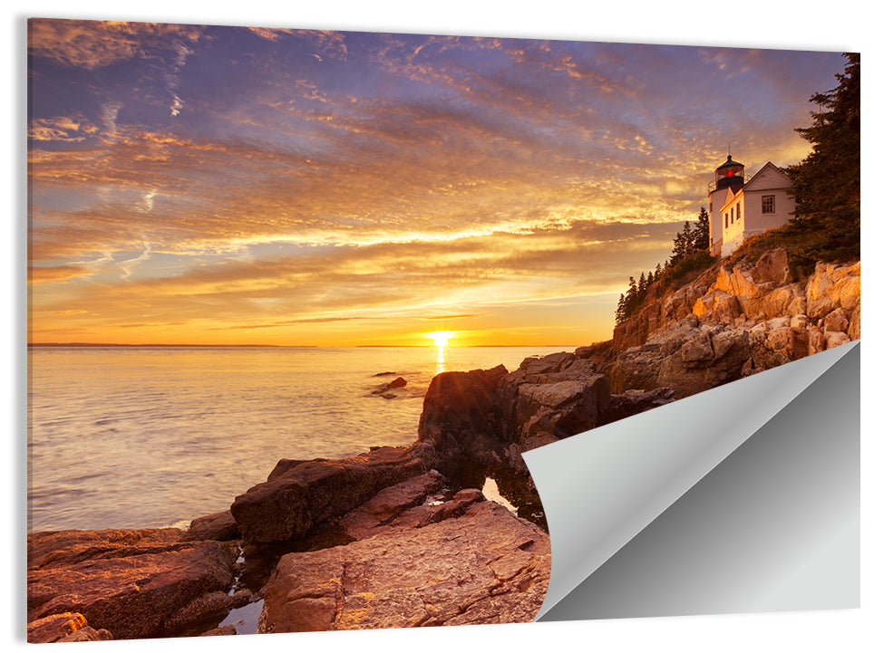 Bass Harbor Head Light at Sunset Wall Art