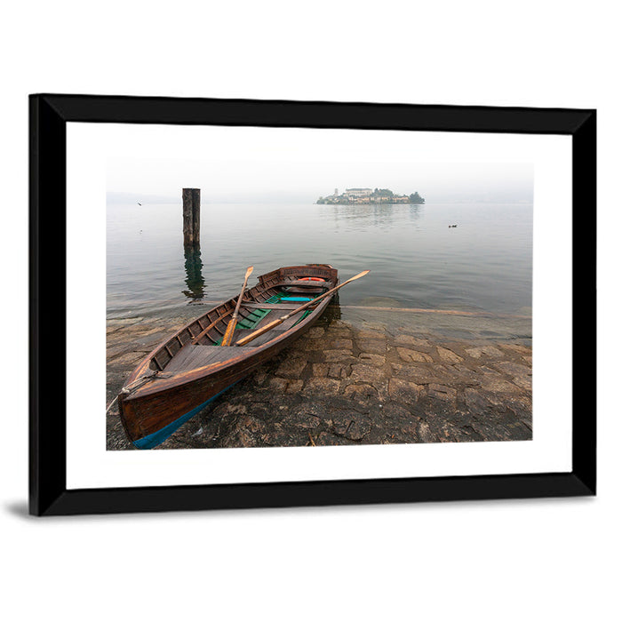 Rowboat on Lake Orta Wall Art as a framed print