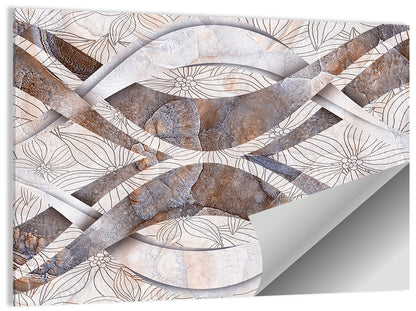 Waving Stone with Line Flowers Wall Art