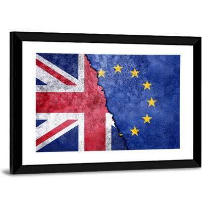 Divided Union Jack and Eu Flag Wall Art