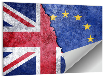 Divided Union Jack and Eu Flag Wall Art