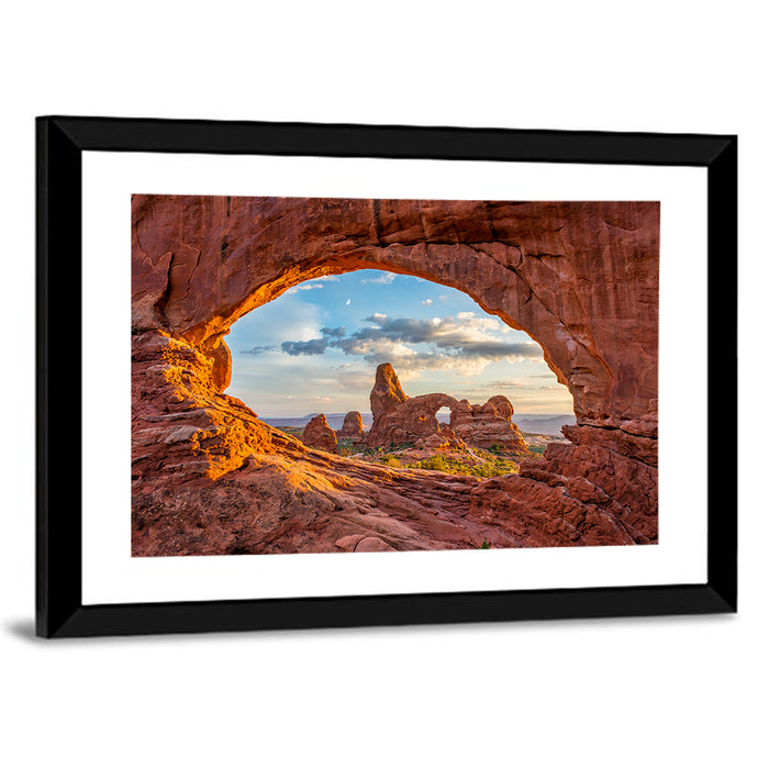Turret Arch Through North Window Wall Art as a framed print