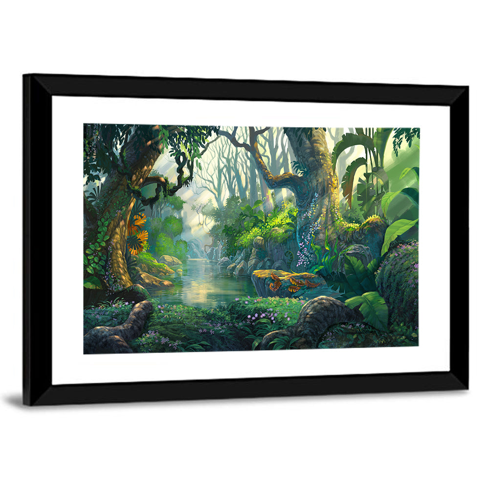 Sunlit Jungle River Wall Art