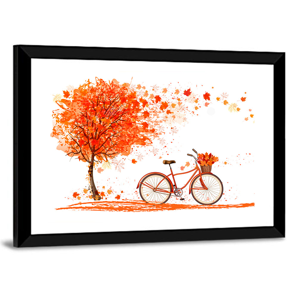 Autumn Bicycle Illustration Wall Art