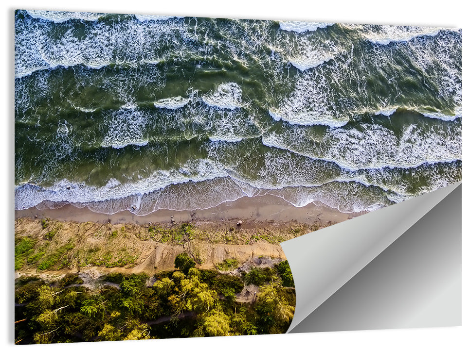 Aerial Waves Over Sandy Cliff Wall Art