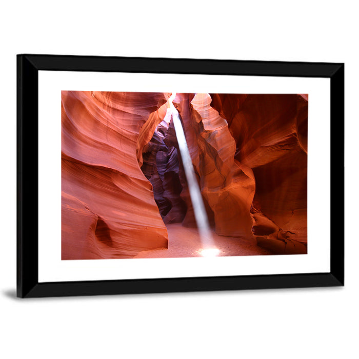 Antelope Canyon Light Beam Wall Art as a framed print