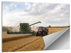 Wheat Harvest with Combine and Tractor Wall Art