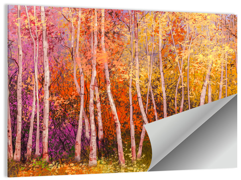 Vibrant Autumn Birch Grove Wall Art