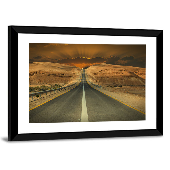 Negev Road at Sunset Wall Art as a framed print
