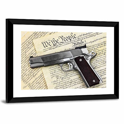 Handgun on US Constitution Wall Art