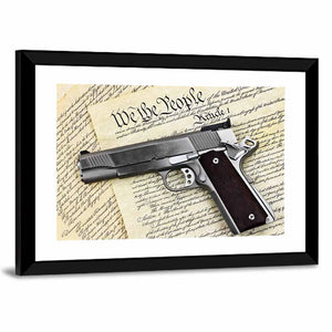 Hand Gun With US Constitution Wall Art