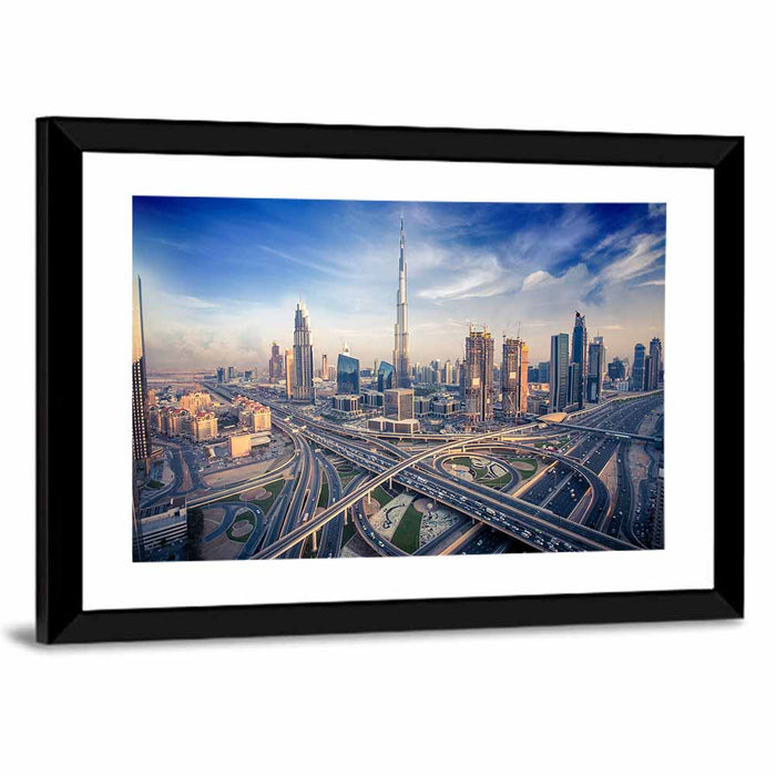 Dubai Aerial Skyline Wall Art as a framed print