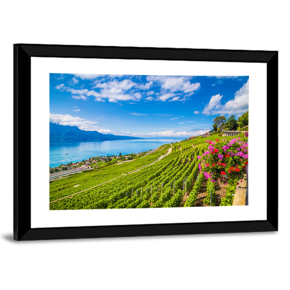 Lavaux Vineyard Terraces Over Lake Geneva Wall Art