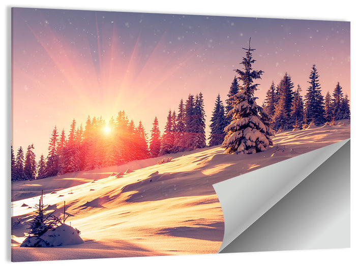 Winter Mountains Sunrise Wall Art as a poster print
