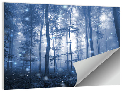 Blue Mist Forest at Twilight Wall Art