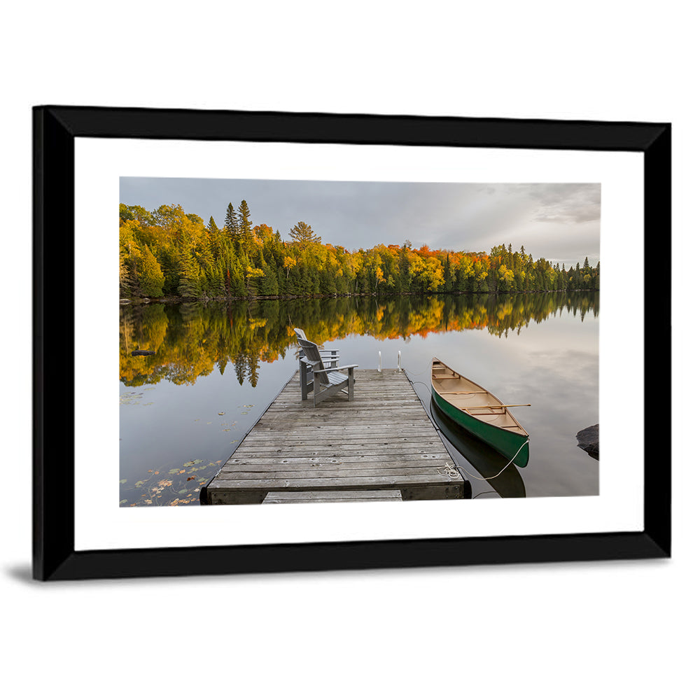 Ontario Autumn Lake Dock Wall Art