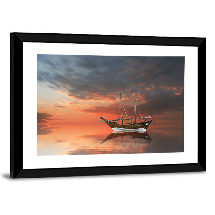 Dhow at Sunset Wall Art as a framed print
