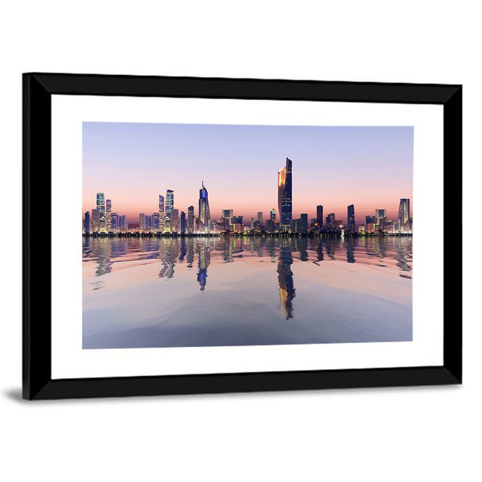 Al Hamra Tower Twilight Skyline Wall Art as a framed print