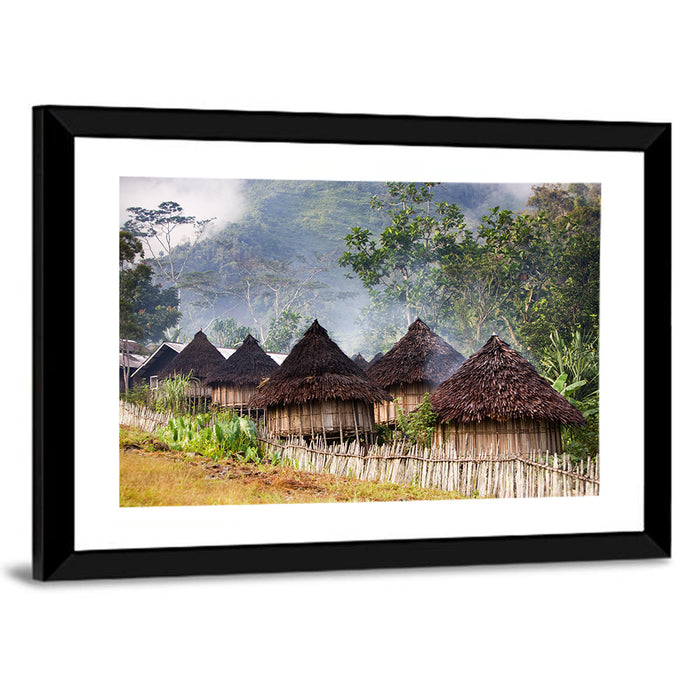 Papua Mountain Village Wall Art as a framed print