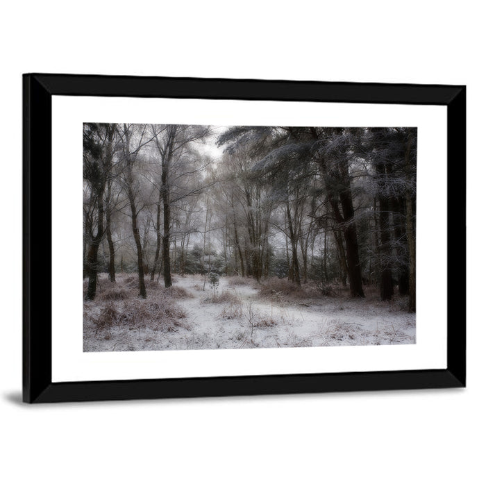 New Forest Winter Path Wall Art as a framed print