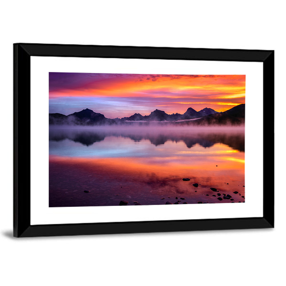 Lake Mcdonald Misty Sunset Wall Art