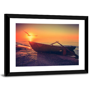 Fishing Boat Sunset Wall Art