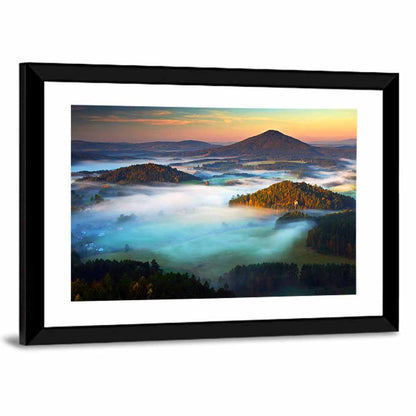 Golden Hour Foggy Hills Wall Art