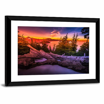 Crater Lake Sunset Reflection Wall Art