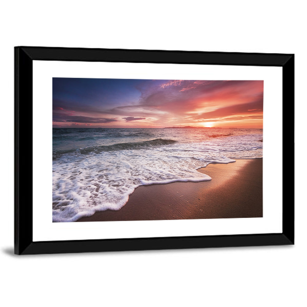 Thai Sunset Over Foamy Shore Wall Art