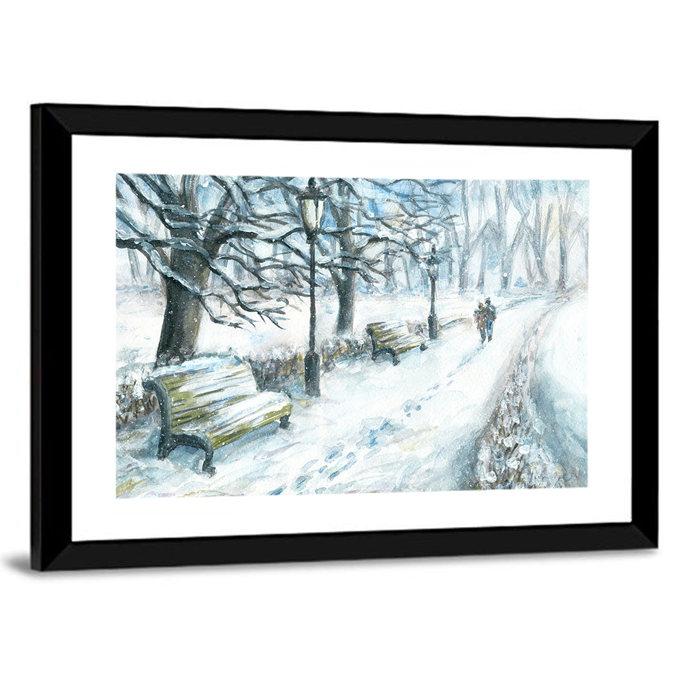 Couple's Winter Walk Wall Art