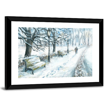 Couple's Winter Walk Wall Art