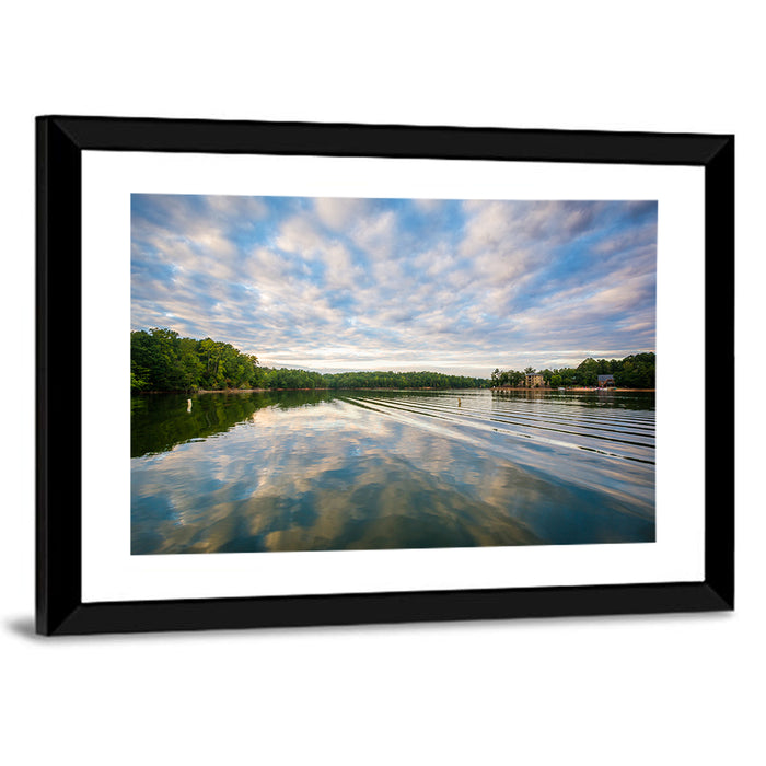 Cloudy Lake Norman Landscape Wall Art as a framed print