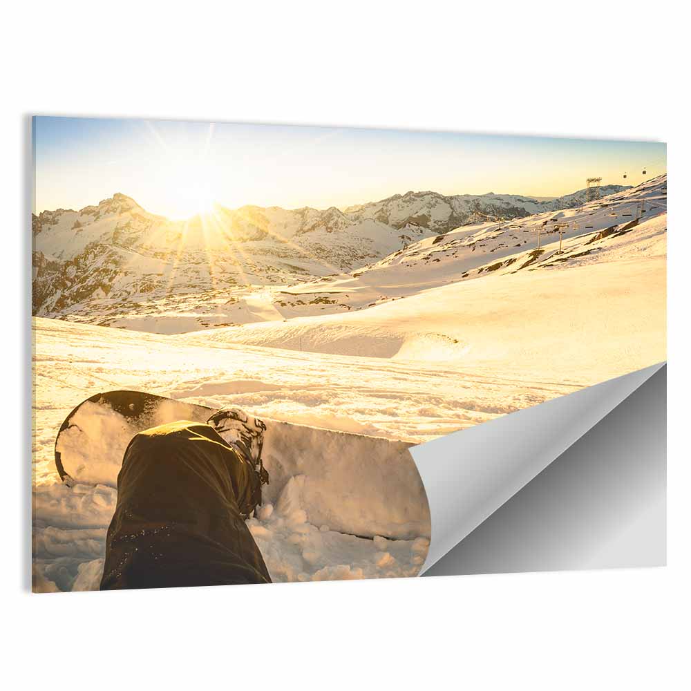 First Person Snowboard Sunrise Wall Art