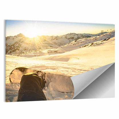 First Person Snowboard Sunrise Wall Art