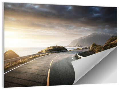 Golden Sunrise Coastal Road Wall Art